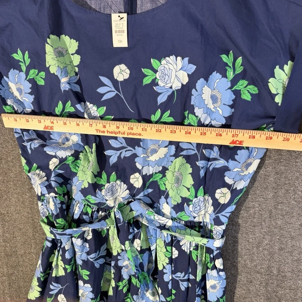 Talbots Modern Poplin Dress - Bold Floral Blue Size 12 Petite